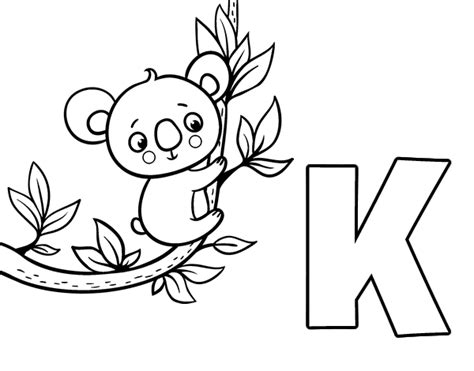 Dibujo Del Abecedario Letra K Para Colorear Con Imágenes Koala Abecedario Para Imprimir