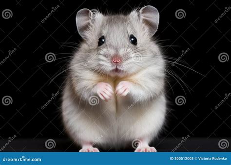 Adorable Hamster Posing In Darkness Stock Image Image Of Studio