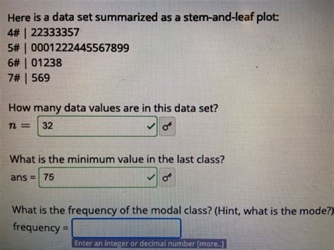 Solved Here Is A Data Set Summarized As A Stem And Leaf