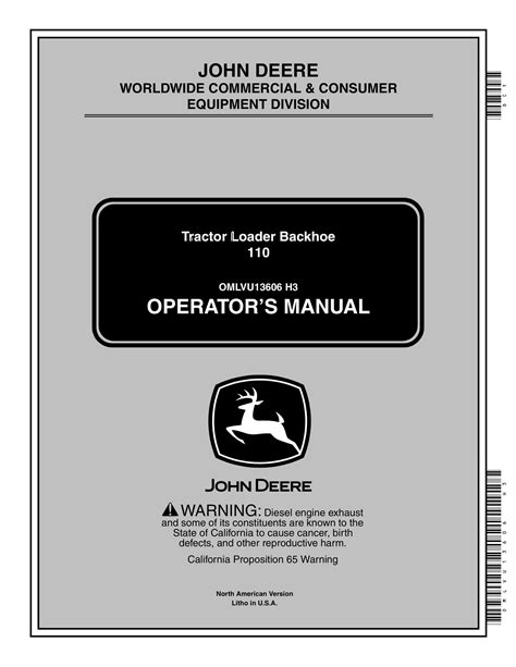 John Deere 110 Tractor Loader Backhoe Operator Manual OMLVU13606