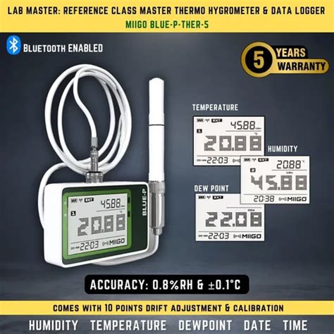 Reference Class Bluetooth Master Digital Thermo Hygrometer Cum Data