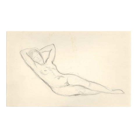 Lying Female Nude Original Drawing Early Th Century Original