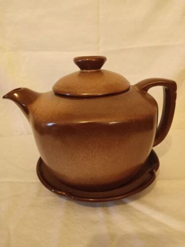 Vintage 1990s Frankoma Brown 5tl Tea Pot And Saucer Set Ebay