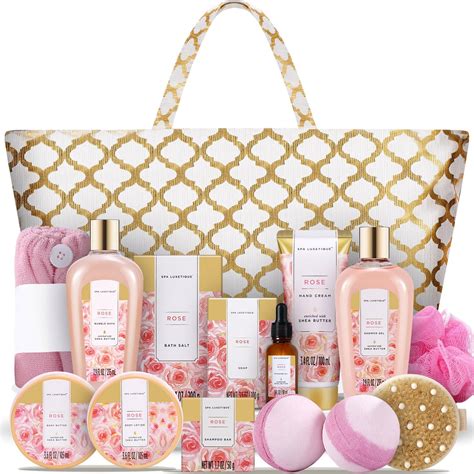 Spa Luxetique Rose Bath Gift Set Home Spa Gifts Kit For Women Luxury