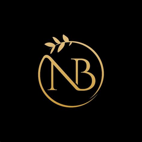 Modelo De Logotipo Nb Inicial Estilo Folha Minimalista Vetor Premium