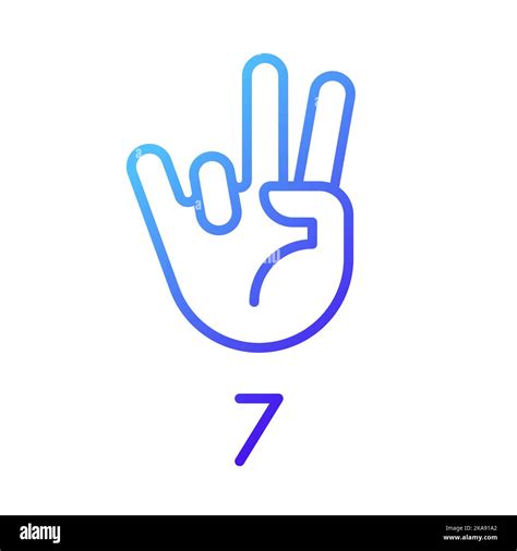 Digit Seven Sign In Asl Pixel Perfect Gradient Linear Vector Icon Stock