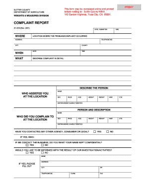 Fillable Online Co Sutter Ca This Form May Be Completed Online And