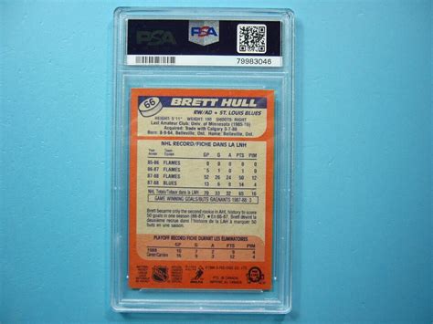 1988 89 O PEE CHEE NHL HOCKEY CARD 66 BRETT HULL ROOKIE RC PSA 7 NM