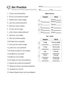 Subject Pronouns In Spanish PDF Worksheet Spanish Learning Lab