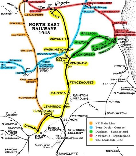 Map Of The Leamside Line Steam Trains Uk Abandoned Train Station