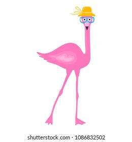 Vector Summer Card Funny Pink Flamingo Stock Vector Royalty Free