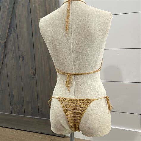 See Through Triangle Top Crochet Bikini Gem