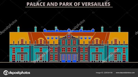 Palace And Park Of Versailles Line Travel Landmark Skyline Vector