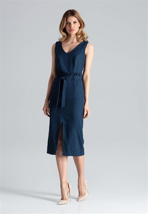 Navy Sleeveless Midi Dress