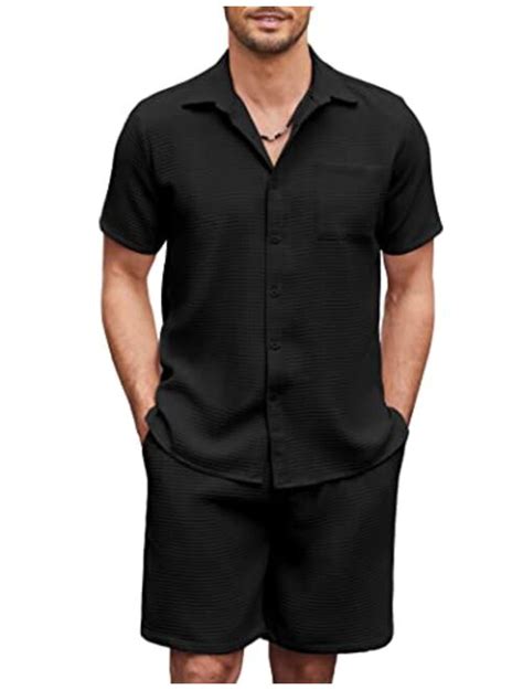 Buy Coofandy Men Piece Waffle Set Casual Short Sleeve Shirt And Short