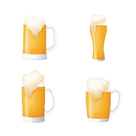 Premium Vector Set Of Glasses Of Beer Realistic Vector Illustration On A White Background