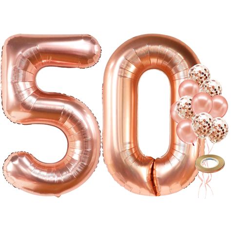 Buy KatchOn Giant Rose Gold 50th Birthday Balloons 40 Inch 50