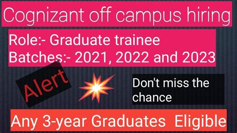 Cognizant Off Campus Hiring 2021 2022 And 2023 Batches Hiring