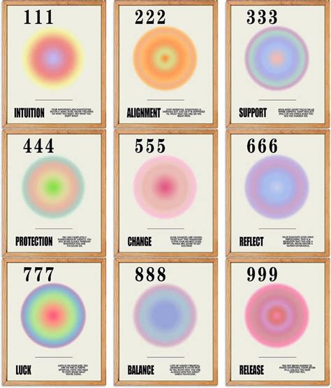 Pcs Aura Angel Number Poster Set Colorful Aesthetic Minimalist