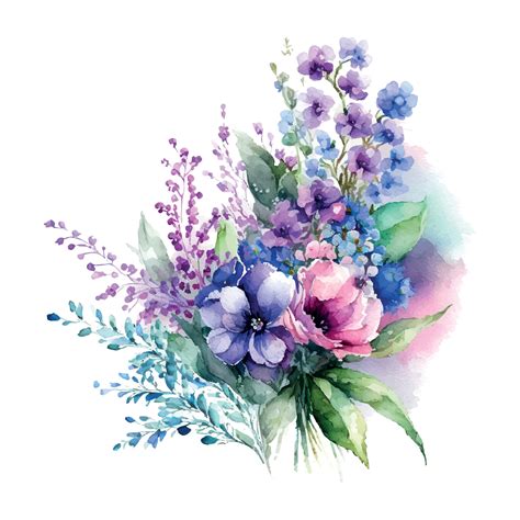 Bouquet Of Spring Flowers Watercolor Flowers Watercolor Illustration