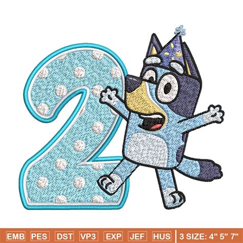 Bluey Nd Birthday Embroidery Design Bluey Cartoon Embroide Inspire