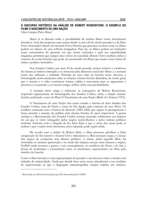 Pdf O Discurso Hist Rico Na An Lise De Robert Rosenstone O Exemplo