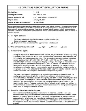 Fillable Online Pbadupws Nrc Cfr Report Evaluation Form