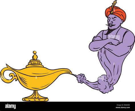 Aladdin Genie Coming Out Of Lamp