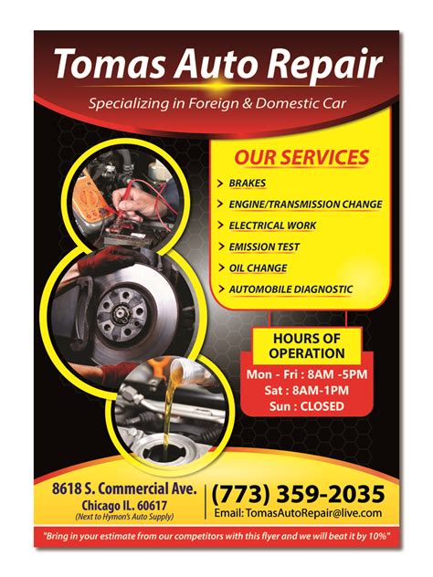 Serious Bold Car Repair Flyer Design For Tomas Auto Repair By