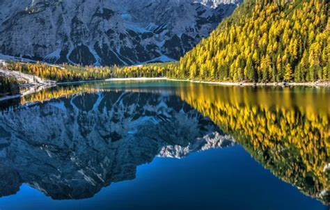 Wallpaper Autumn Forest Mountains Lake Reflection Italy Italy