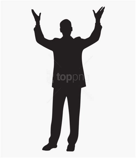 Hands Up Png Person With Hands Up Silhouette Transparent Png