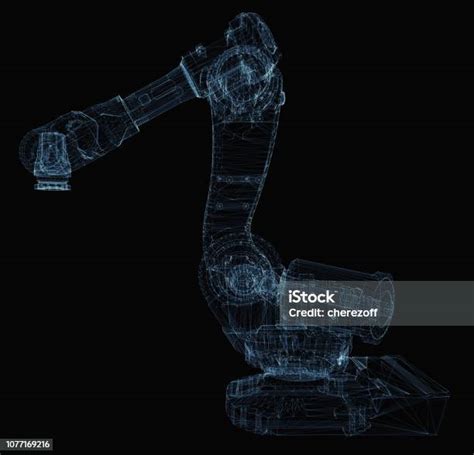 빛나는 줄의 구성 된 산업용 로봇 팔 3차원 형태에 대한 스톡 사진 및 기타 이미지 3차원 형태 개념 건축물 Istock