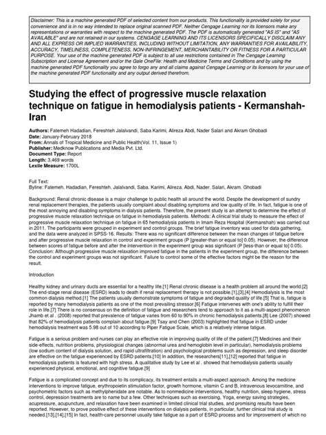 PMR - Fatigue - HD | PDF | Relaxation (Psychology) | Chronic Kidney Disease