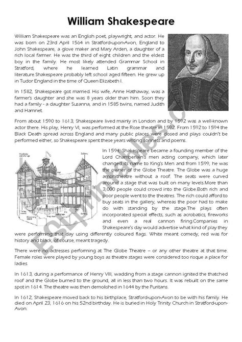 William Shakespeare Worksheets Answers