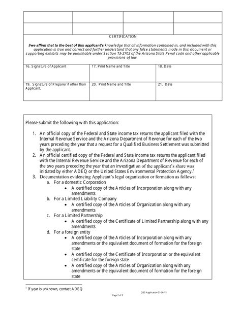 Arizona Qualified Business Settlement Application Form Fill Out Sign