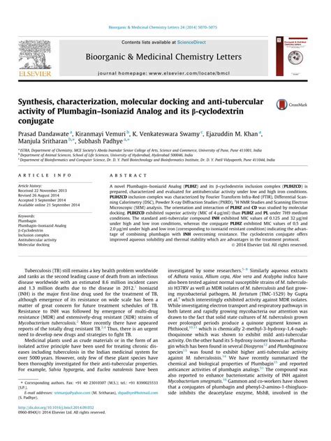 Pdf Synthesis Characterization Molecular Docking And Anti