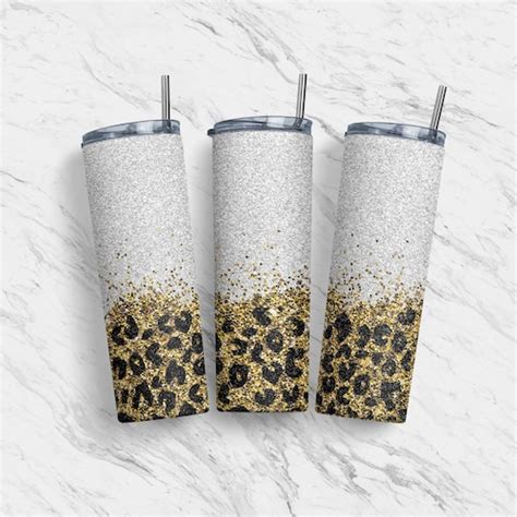 Oz Seamless Purple Glitter Leopard Skinny Tumbler Design Etsy