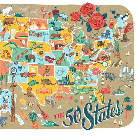 50 States Map print – Drawn the Road Again