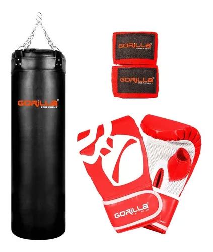 Saco Pancada 120 Cm Cheio Luva Bandagem Muay Thai Gorilla Cor