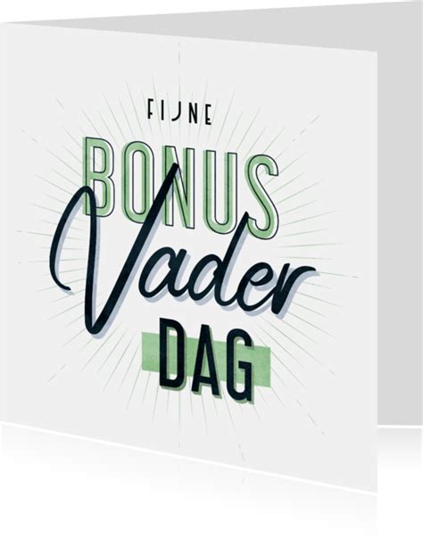 Vaderdagkaart Fijne Bonusvaderdag Typografisch Kaartje2go