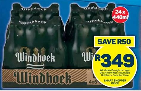 Windhoek Draught Or Lager X Ml Non Returnable Bottles Or Cans Per