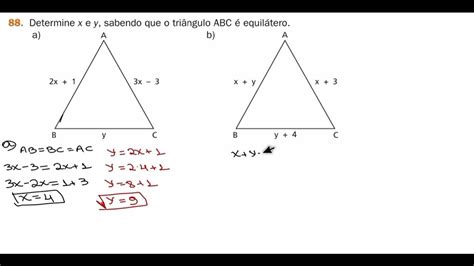 88 Determine X E Y Sabendo Que O Triângulo Abc é Equilátero Youtube