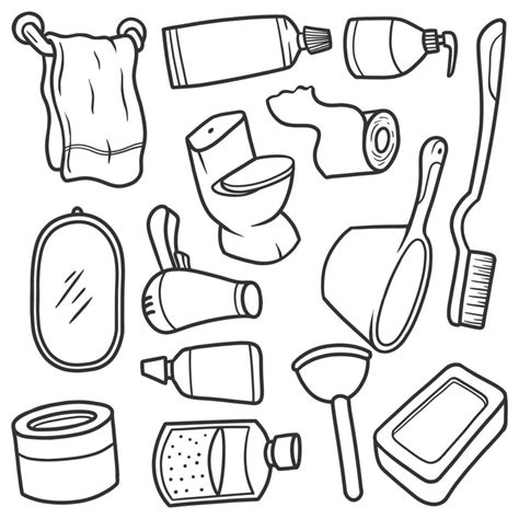 Doodle Toiletries Icons Line Art Vector Illustration 17395464 Vector