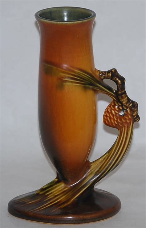 Roseville Pottery Pine Cone Brown Bud Vase For Sale