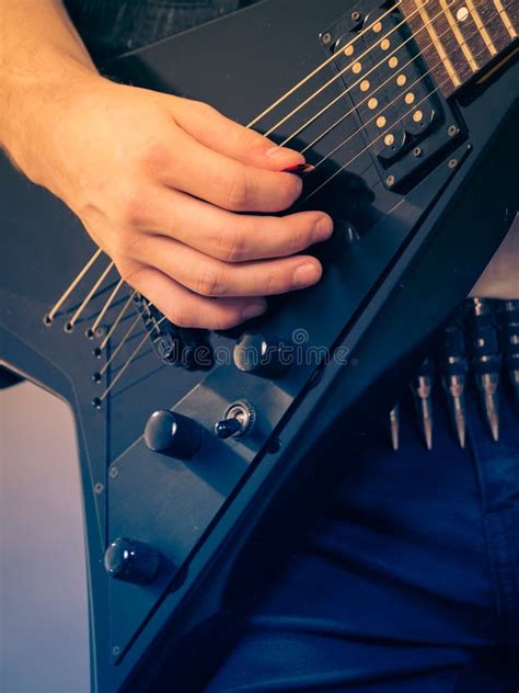 Man Playing Rock On Electric Guitar Stock Photo Image Of Male Guitar