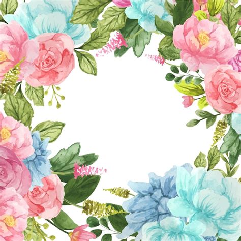 Aquarell Blumen Rahmen Hintergrund Premium Vektor