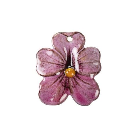 Pendant Small Pansy Flower 29x25mm Enameled Brass Raspberry Pink By Gardanne Beads 1 Piece