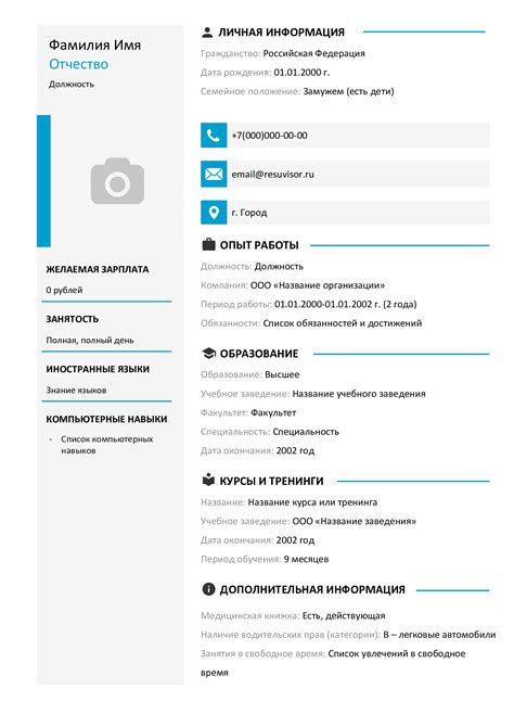 Пустые бланки резюме для устройства на работу