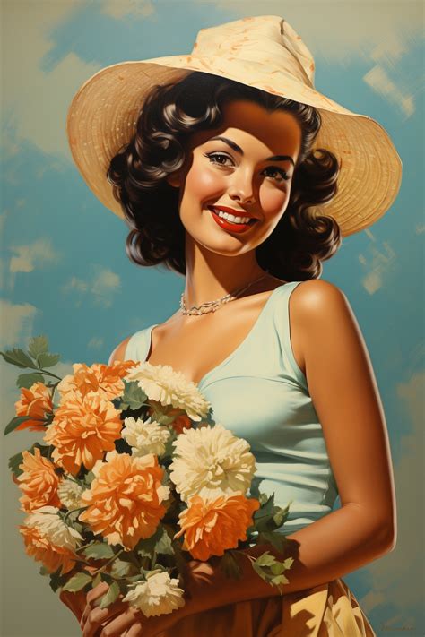 Vintage Ad Woman Flowers Free Stock Photo Public Domain Pictures
