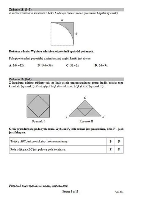 Pr Bny Egzamin Gimnazjalny Matematyka Przyroda Przecieki Arkusz